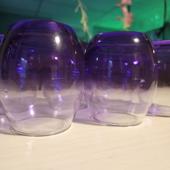 Purple Ombre Glassware Goddess Priestess 6oz Cups Crown Ritualware Set of 6 - Picture 2 of 10